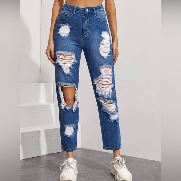 High Waisted Ripped Jeans - Picture 2 of 7